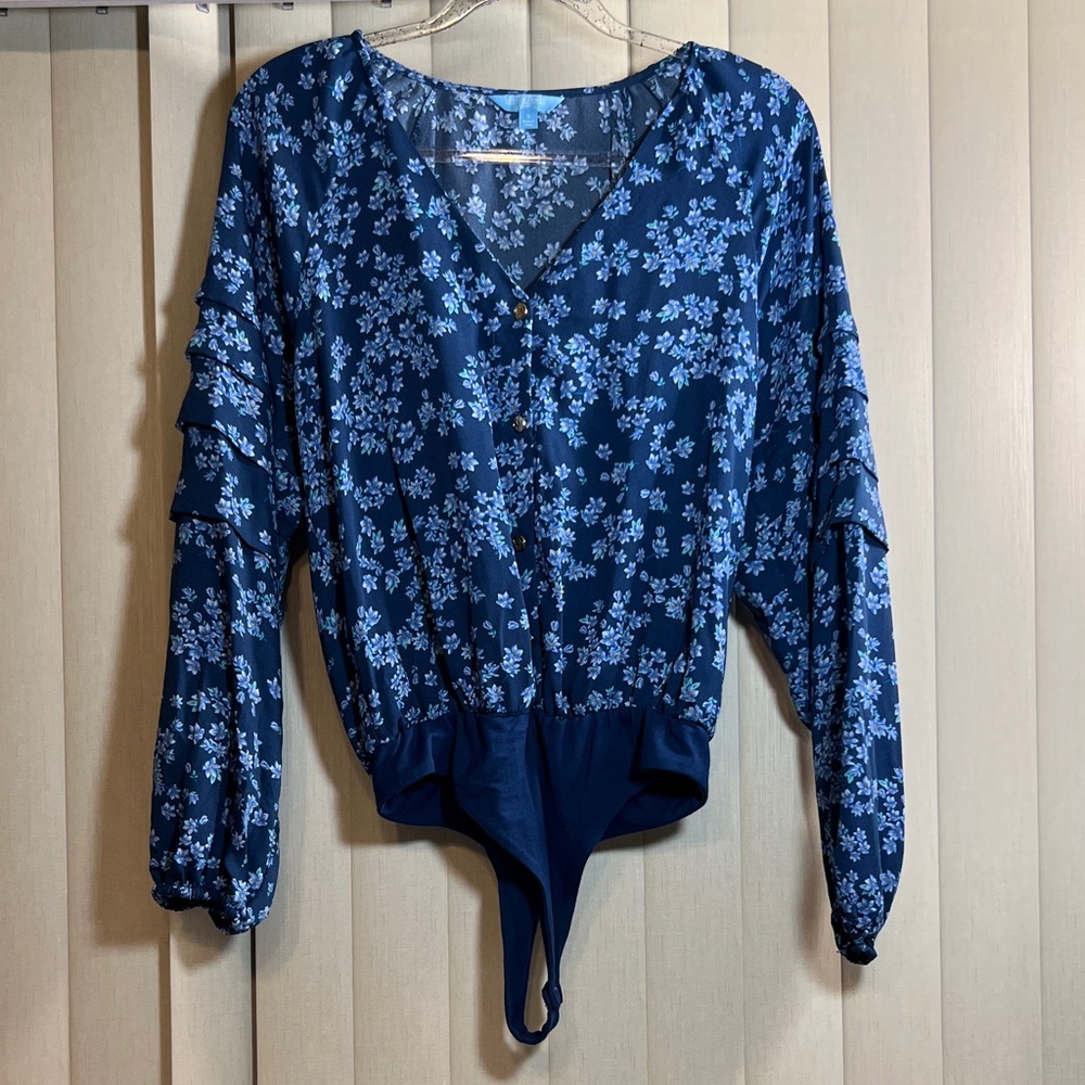 Draper James Blue Floral Bodysuit